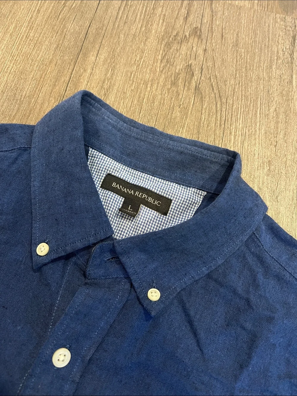 Banana Republic Men’s Blue Button-Down Linen Cotton blend Shirt L